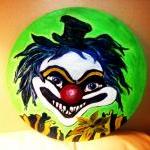 Original Scary Clown Painted On A Recycled Vinyl..