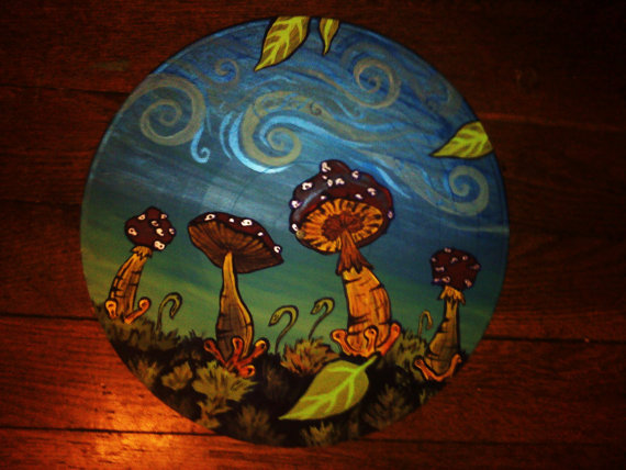 Blue And Red Original Mushroom Paining