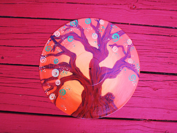 Orange Tree Recycled Vinyl Record Wall Hang
